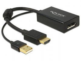 Delock adaptér HDMI-A male > Displayport 1.2 female+USB power (62667)