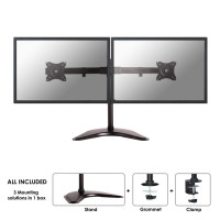 NEOMOUNTS 10-27 Inch - Flat screen desk mount - Clamp a Stand - 2 Screens - Black