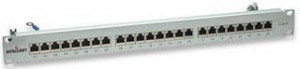 Cat6 Shielded Patch Panel, 24-Port, FTP, 1U, 90° Top-Entry Punch-Down Blocks