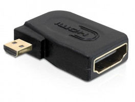Delock adaptér vysokorychlostní HDMI s Ethernet - mirco D male > A female angled (65352)