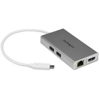 StarTech.com DKT30CHPDW USB 3.0 (3.1 Gen 1) Type-C Stříbrná, Bílá dokovací stanice/replikátor portů