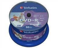 Verbatim DVD+R, 50-pack / 4,7GB / 16x / cake / printable NON-ID