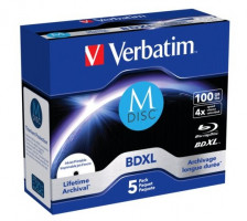 1x5 Verbatim M-Disc BD-R Blu-Ray 100GB 4x Speed inkjet print. JC 